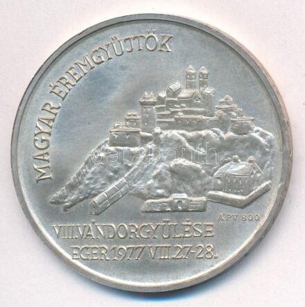 Képíró Zoltán (1944-1981) / ÁPV 1977. 'MÉE VIII. Vándorgyűlése Eger / Dobó István' Ag emlékérem (25,08g/0.800/42,5mm) T:1-