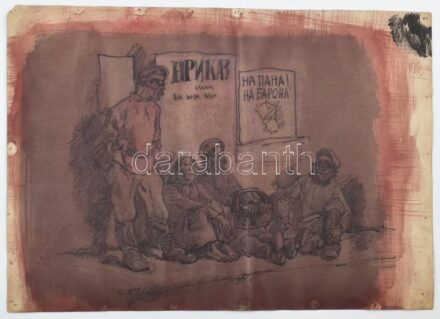 Muhits Sándor (1882-1956): Illusztráció. Tus, papír, jelzés nélkül, kissé sérült, 30×42,5 cm
