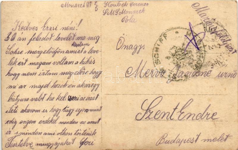 Osztrák-magyar haditengerészet matróza a szerelmével / K.u.K. Kriegsmarine Matrose. Meine Liebe begleitet Dich! / Austro-Hungarian Navy mariner with his lover + 'K.u.K. Marinefeldpostamt' - Image 2