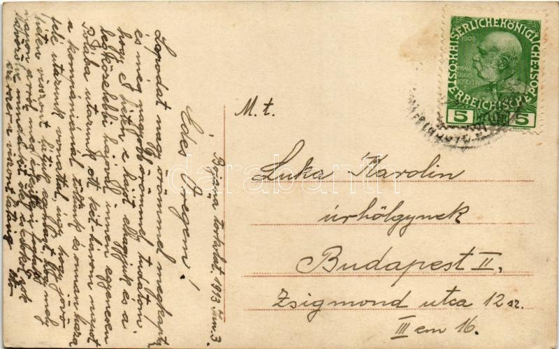 1913 Osztrák-magyar haditengerészet matróza a szerelmével / K.u.K. Kriegsmarine Matrosenliebe / Austro-Hungarian Navy mariner with his lover. EAS 9307/6. + 'CATTARINO-FIUME TENGERI POSTA' - Image 2