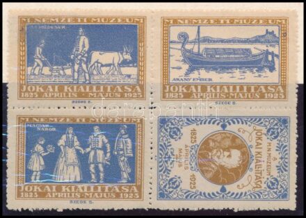 1925 Jókai kiállítás levélzáró 4-es tömb