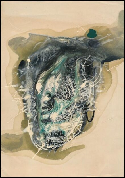 Rác András (1926-2013): Kompozíció. Zománcfesték, papír. Jelzés nélkül. Proveniencia: A művész hagyatéka. 29,5x21 cm