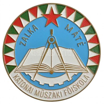 ~1970-1980. 'Zalka Máté Katonai Műszaki Főiskola' Br festett emlékérem tokban (70mm) T:1-