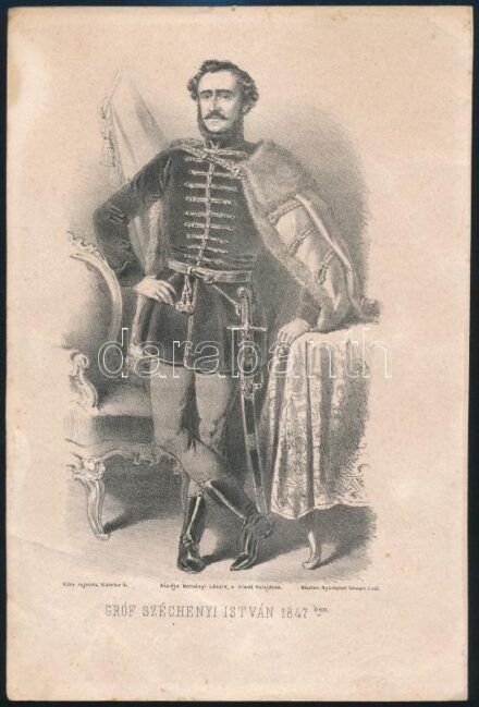 1860 Vinzenz Katzler (1823-1882): Gróf Széchenyi István 1847-ben. Kőre rajzolta Katzler V., kiadja Kotsányi László. Bécs, Schwarz J.-ny. In: Kotsányi László: Gróf Széchenyi István rövid életrajza. Bécs, 1860, Schweiger Antal. (A