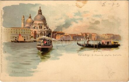 Venezia, Venice; S. Maria della Salute. Meissner & Buch 'Venedig' Künstler-Postkarten Serie 1011. litho (fl)