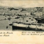 Trieste, Trieszt; Trieste visto dalla Lanterna / Triest vom Leuchtturm gesehen / view from the lighthouse, port, steamships