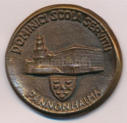 1980. 'Szent Benedek születésének évfordulójára 480-1980 / Iskola az Úr szolgálatában - Pannonhalma' kétoldalas, öntött bronz emlékérem (50mm) T:1-