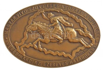 1938. 'Magyar Vívó Szövetség Nyugati Kerülete - Veres-Kard az ezeréves határokért / Kard csapat bajnoka Szhely, 1938.III.12.' Br díjérem 'BERÁN N' és 'BUDAPEST, DÖBRENTEI U. 2.' gyártói jelzéssel (60x41mm) T:2