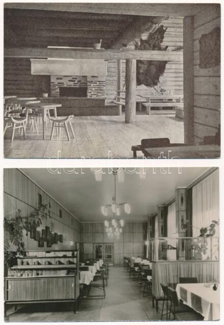21 db MODERN magyar és külföldi képeslap vendéglő belsőkkel, éttermek / 21 modern Hungarian and other foregin postcards with restaurant interiors