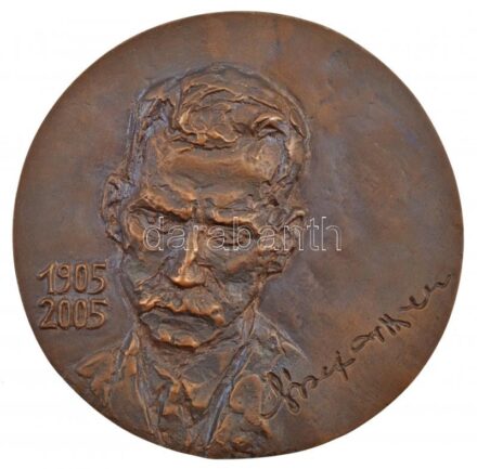 Szöllőssy Enikő (1939- ) 2005. 'József Attila életművének kiemelkedő tolmácsolásáért' kétoldalas, öntött bronz emlékérem, eredeti tokban (102mm) T:1-