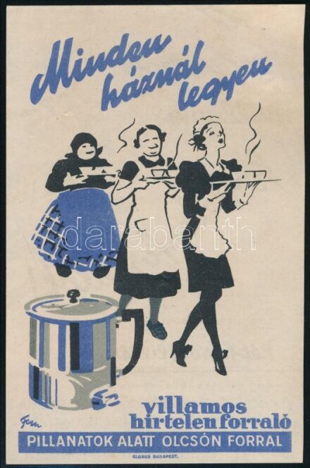 cca 1930 Minden háznál legyen villamos hirtelen forraló, reklámos szórólap. 14x9 cm