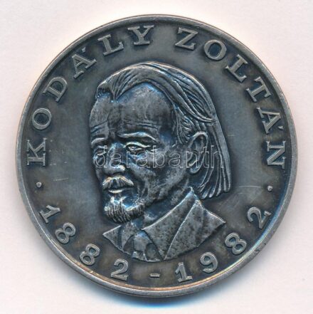 DN 'Kodály Zoltán 1882-1982 / SUOMI-UNKARI SEURA' kétoldalas, ezüstpatinázott emlékérem (42,5mm) T:1-