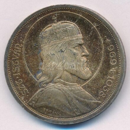 1938. 5P Ag 'Szent István' T:2 patina Adamo P8.1