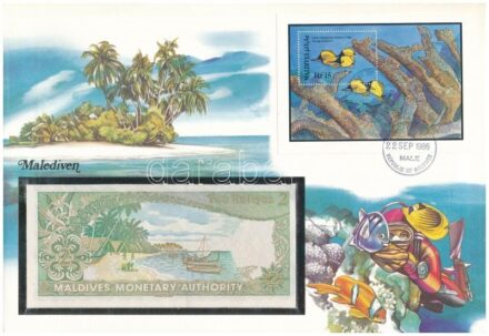 Maldív-szigetek 1983. 2R felbélyegzett borítékban, bélyegzéssel T:I Maldives 1983. 2 Rufiyaa in envelope with stamp and cancellation C:UNC