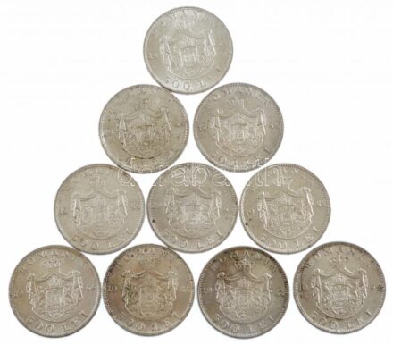 Románia 1944. 500L Ag 'I. Mihály' (10x) T:1-,2 Romania 1944. 500 Lei Ag 'Mihai I' (10x) C:AU,XF Krause KM#65