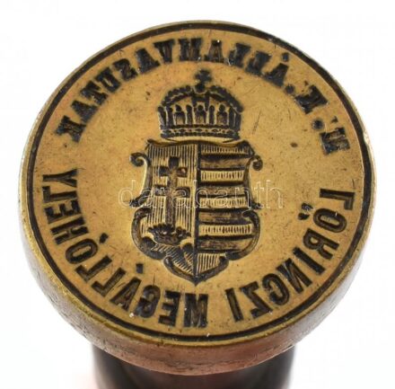 cca 1910-192 Magyar Királyi Államvasutak Lőrinczi megállóhely pecsétnyomó, Klassohn Pest, h: 13,5 cm