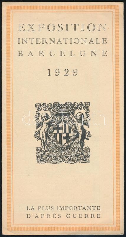 1929 Barcelonai világkiállítás prospektusa (Exposition Internationale Barcelone 1929), francia nyelven, kihajtható, belül a barcelonai helyszínek látképével.