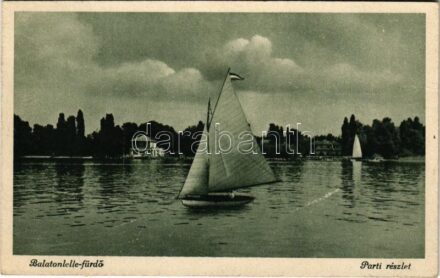 1944 Balatonlelle, parti részlet vitorlással (EK)