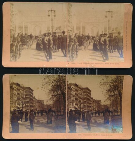 1896-1900 4 db sztereófotó az Egyesült Államokból, 9×18 cm
