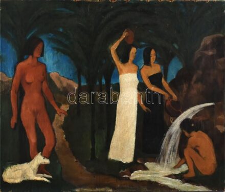 Jelzés nélkül: Hölgyek. Olaj, vászon. Sérült. 59x69,5 cm