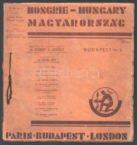 cca 1934 Hungary. English Review. II. No. 6-7. - Budapest No. I. / Magyarország. Angol nyelvű szemle. II. évf. 6-7. sz. - Budapest I. sz. Szerk.: Pogány József. Bp., Elek-ny., 46 p. Számos fekete-fehér képpel, korabeli hirdetésekkel.
