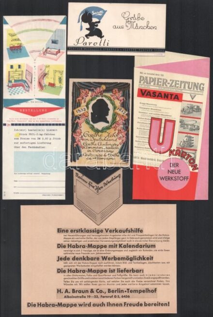 cca 1920-1940 Vegyes német nyelvű reklám tétel, 8 db