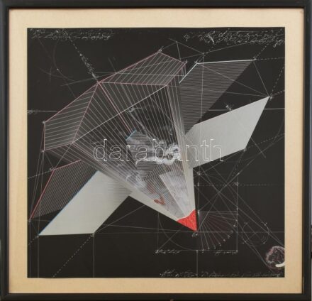 Jelzés nélkül: Geometria. Ofszet, papír, üvegezett fakeretben, 40×40 cm