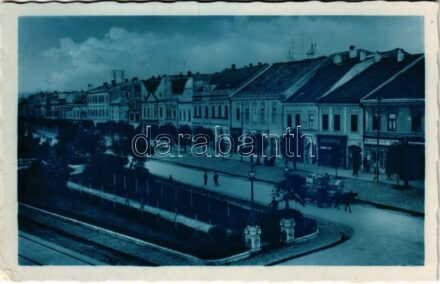 1937 Eperjes, Presov; Masaryková ul. / Masaryk utca, drogéria, üzletek / street view, drugstore, shops (EK)