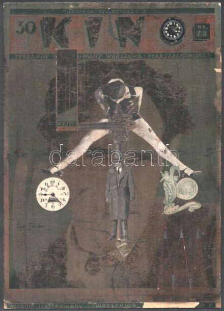 Jelzés nélkül: Luis Trenker - Mozi. Objekt. (Porcelán, kollázs, akvarell) Sérüléssel. / Possibly Polish author: Cinema - Luis Trenker. Object. damaged 38x28 cm