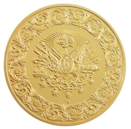 DN 'Történelmi aranypénzek - V. Mehmed 500 Kurus 1915' aranyozott Cu-Ni utánveret 'COPY' beütéssel (20g/38,61mm) T:PP