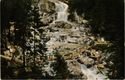 Tátra, Magas-Tátra, Vysoké Tatry; Tarpatak vízesés. Feitzinger Ede No. 1036. / Kohlbach-Wasserfall / waterfall (EK)
