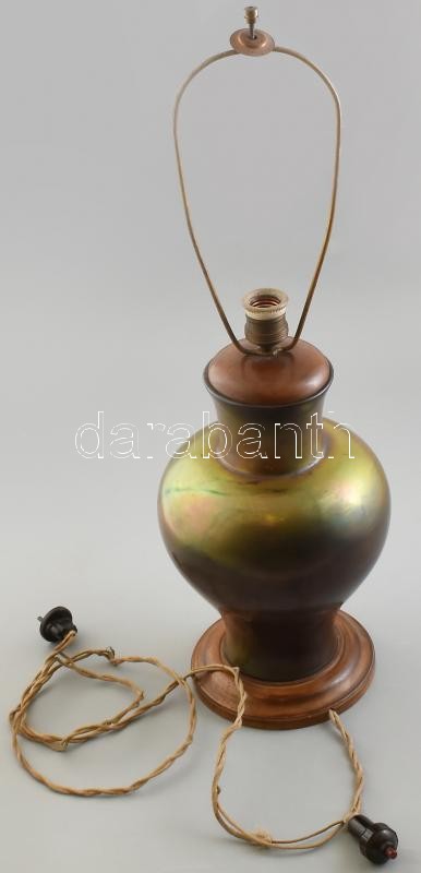 Zsolnay eozin / labrador mázas lámpa. cca 1930. Hibátlan. m: 34-68 cm