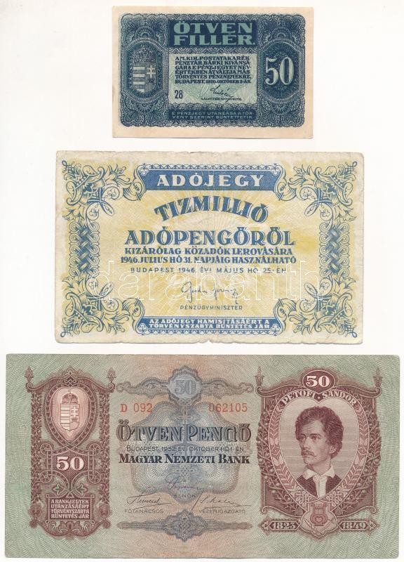 1920. 50f + 1932. 50P + 1945. 10.000P + 1945. 10.000.000P + 1946. 1.000.000.000P + 1946. 10.000.000AP T:III,III-