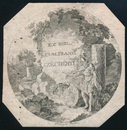 cca 1810 gróf Széchényi Ferenc (1754-1820) ex librise, 7,5×7 cm