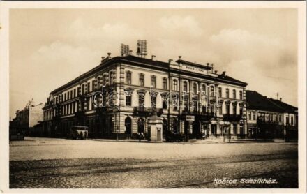 Kassa, Kosice; Grand Hotel Schalkház szálloda, Auto-Taxi, Buxbaum üzlete / hotel, taxi, automobile, shops