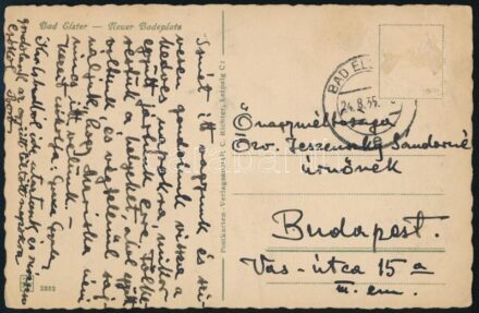 1935 Grexa Gyula (1891-1977) művelődéstörténész, író képeslapja Jeszenszky Sándorné részére