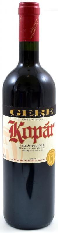 2002 Gere Attila Kopár Villányi Cuvée, bontatlan palack vörösbor, szakszerűen tárolva, 0,75l,