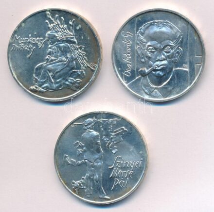 1976. 200Ft Ag (3xklf) 'Magyar festők I. / Derkovits, Munkácsy, Szinyei' érmesor T:BU patina Adamo EM49, EM50, EM51