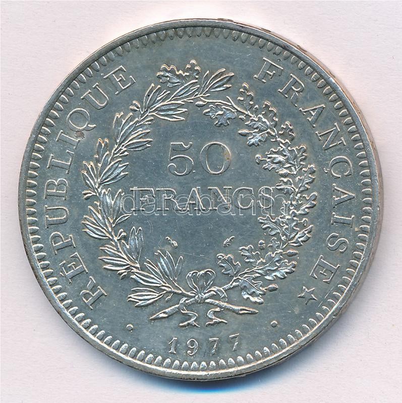 Franciaország 1977. 50Fr Ag 'Herkules csoport' T:1- France 1977. 50 Francs Ag 'Hercules group' C:AU Krause KM#941.1 - Image 2