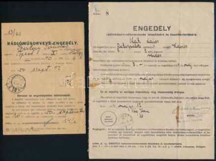 1929-1950 3 db rádióműsorvevő engedély + 1 db nyugta rádióhasználati díjról