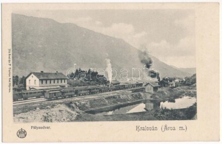 Kralován, Kralovany; pályaudvar, vasútállomás, gőzmozdony, vonat. Sochán P. 164. / railway station, train, locomotive