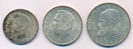 1948. 5Ft Ag 'Petőfi' + 10Ft Ag 'Széchenyi' + 20Ft Ag 'Táncsics' 'Szabadságharc sor' T:1- patina Adamo EM1, EM2, EM3