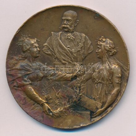 Ausztria 1898. 'DAS DANKBARE WIEN' kétoldalas, vert bronz emlékérem Ferenc József trónra lépésnek 50-ik évfordulója alkalmából (59mm) T:2,2- patina, ph., ü. Austria 1898. 'DAS DANKBARE WIEN' double-sided struck bronze medallion