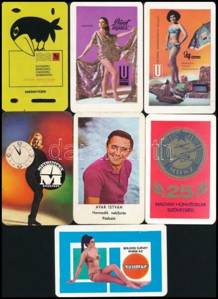 cca 1970-1980 Vegyes kártyanaptár tétel, 30 db