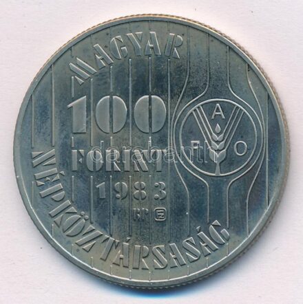 1983. 100Ft Cu-Ni 'FAO - Több gabonát a világnak' T:1 (eredetileg PP) Adamo EM72