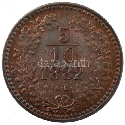 1882KB 5/10kr Cu T:1,1- Hungary 1882KB 5/10 Kreuzer Cu C:UNC,AU Adamo M3.1