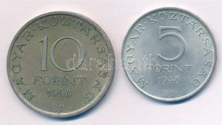 1948. 5Ft Ag 'Petőfi' + 10Ft Ag 'Széchenyi' T:1- patina, ph Adamo EM1, EM2