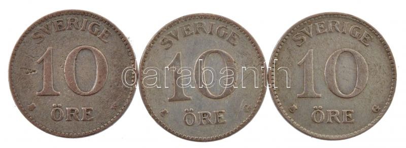 Svédország 1927-1937. 10ö Ag (3xklf) T:2-,3 Sweden 1927-1937. 10 Öre Ag (3xdiff) C:VF,F Krause KM#780 - Image 2