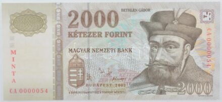 2002. 2000Ft 'MINTA' 'CA 000054' sorszámmal T:I / Hungary 2002. 2000 Forint 'MINTA (SPECIMEN)' with 'CA 000054' serial C:UNC Adamo F56B1