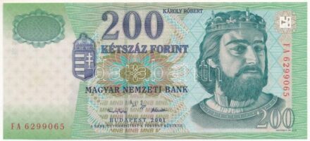 2001. 200Ft 'FA 6299065' T:I Hungary 2001. 200 Forint 'FA 6299065' C:UNC Adamo F53A
